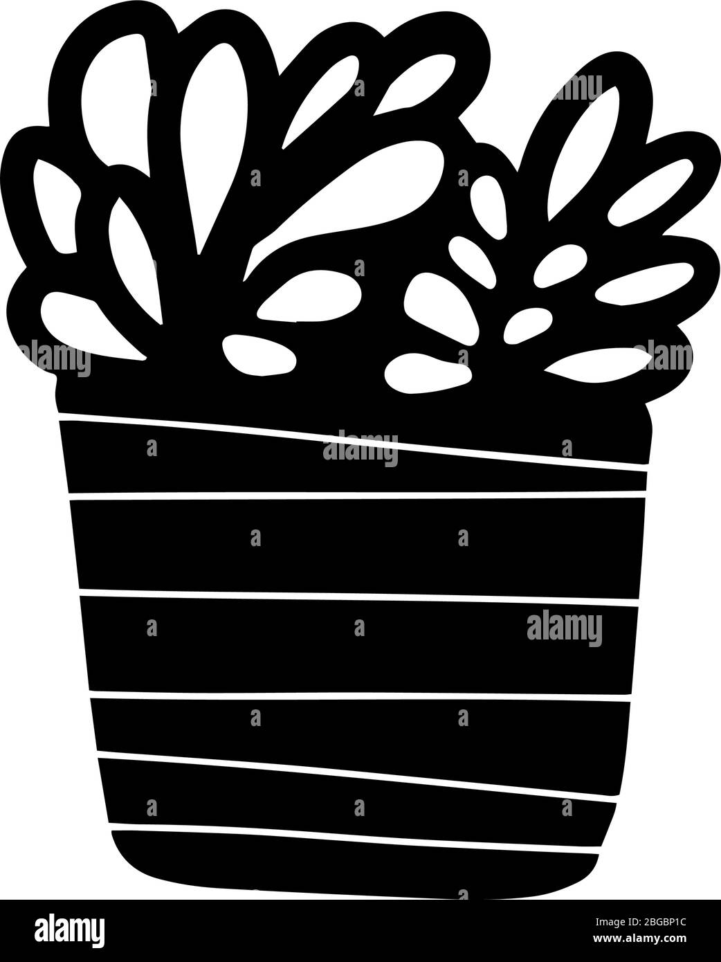 pot dans le style de dessin animé de doodle isolé sur fond blanc. Collection de plantes en pot à silhouette vectorielle. Illustration de Vecteur