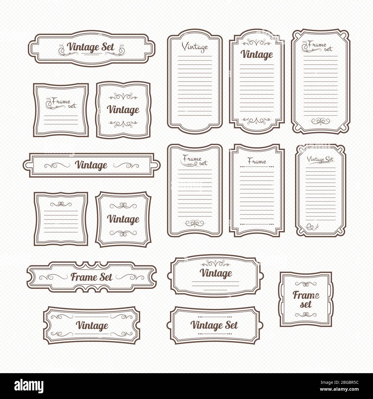 Cadres décoratifs. Décors vectoriels vintage Illustration de Vecteur