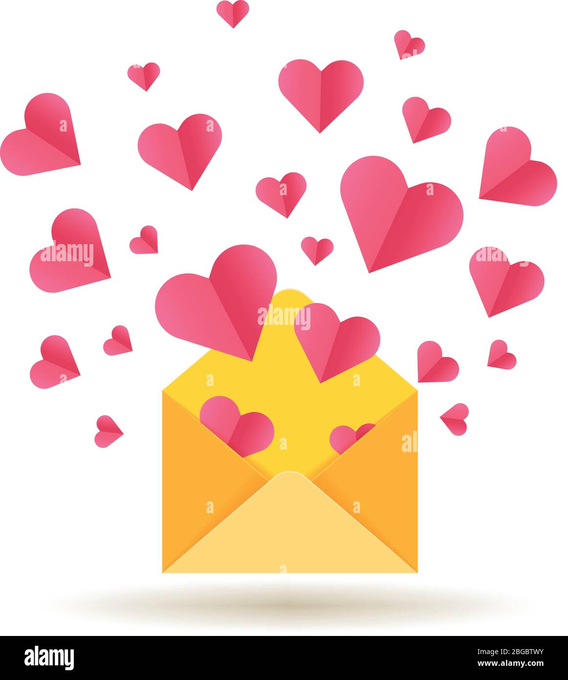 Carte vectorielle Happy Valentines Day avec enveloppe ouverte et coeurs rouges. Enveloppe avec coeur rouge, illustration romantique de la Saint-Valentin Illustration de Vecteur