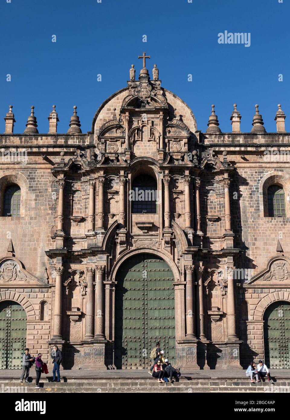 La Cathédrale Basilique de l'Assomption de la Vierge sur la Plaza de Armas à Cusco, Pérou Banque D'Images