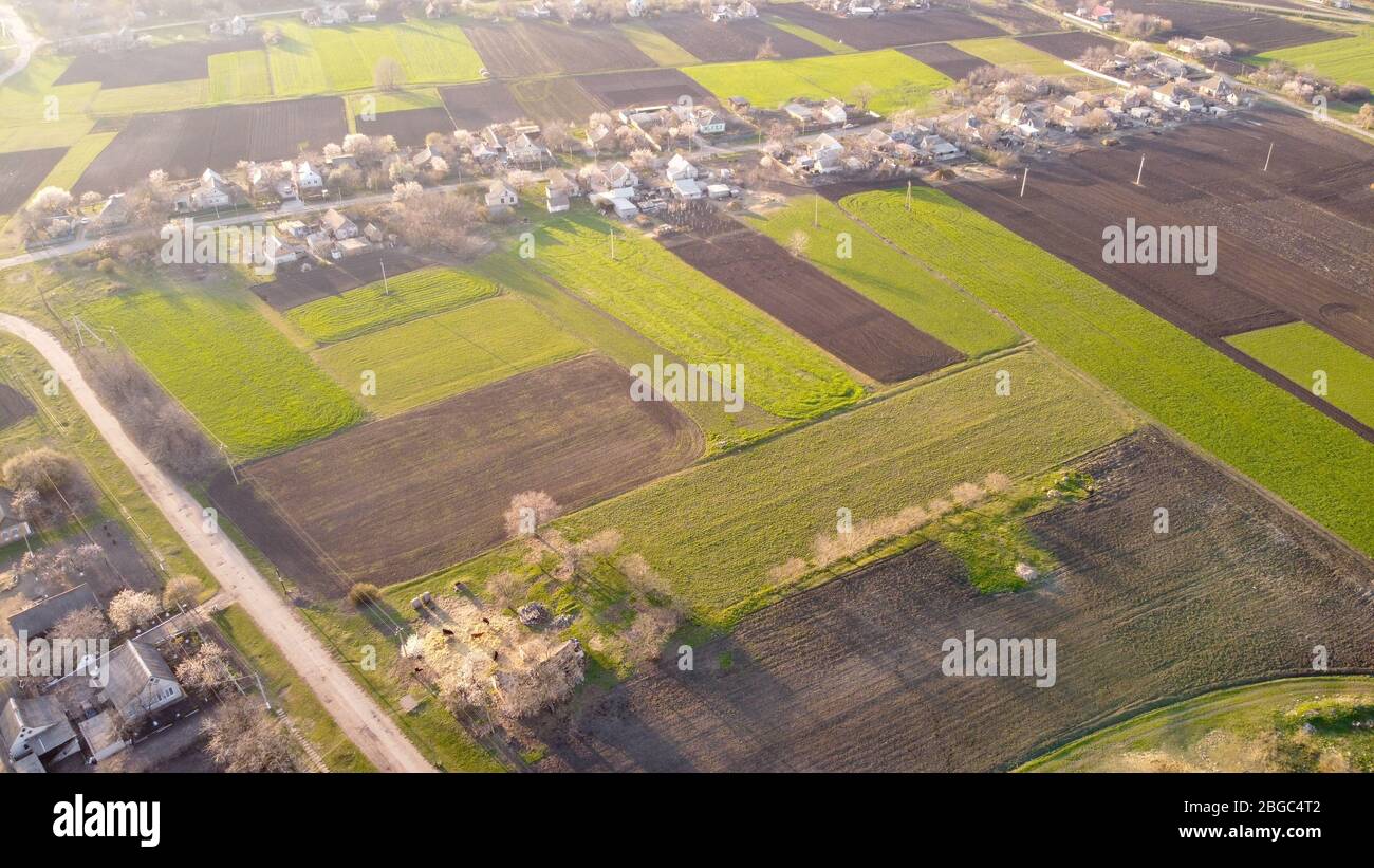 Vue aérienne sur la campagne. Paysage agricole Banque D'Images