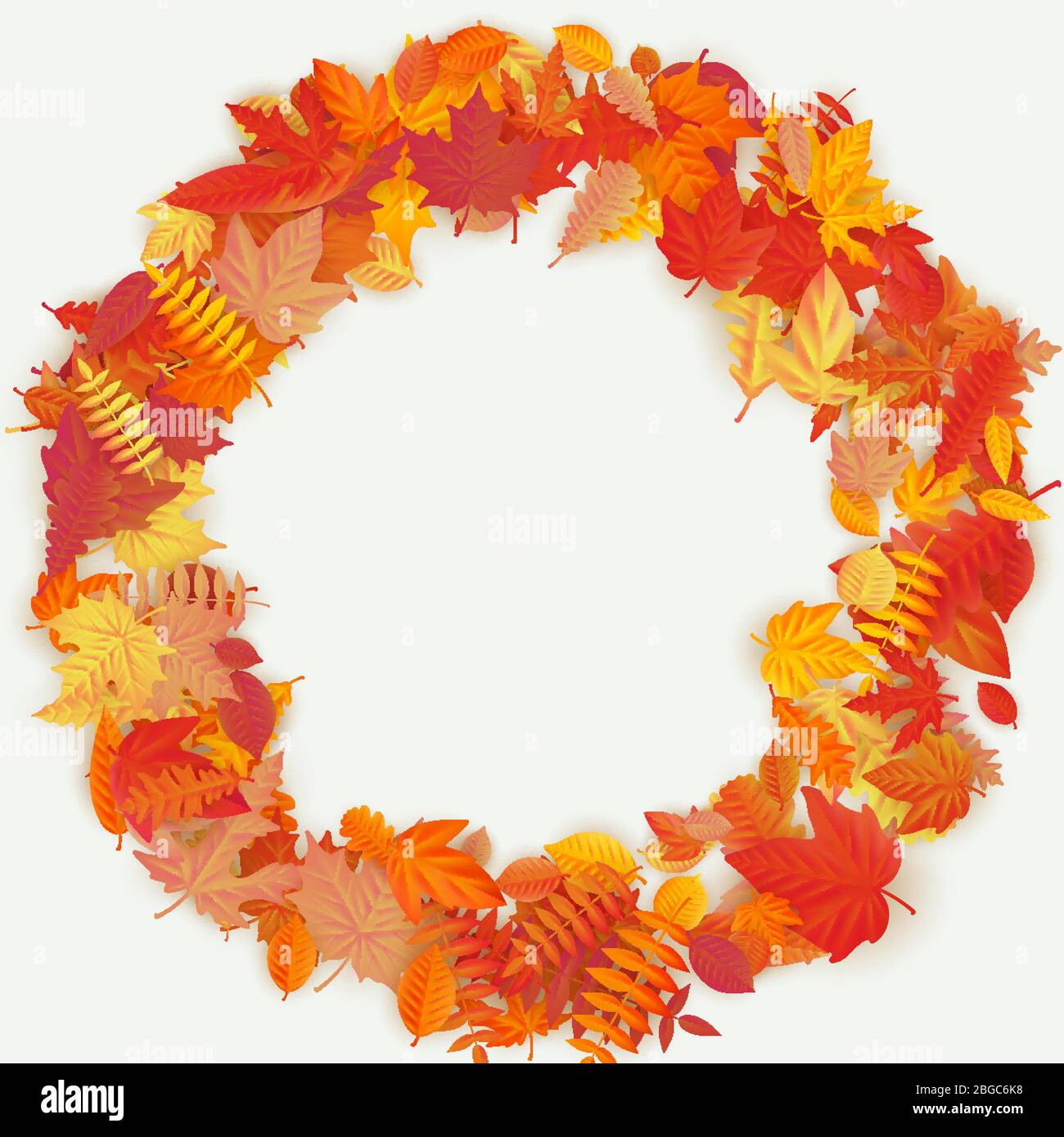 Couronne faite de fleurs d'automne et de feuilles sur fond clair. Composition automne. SPE 10 Illustration de Vecteur