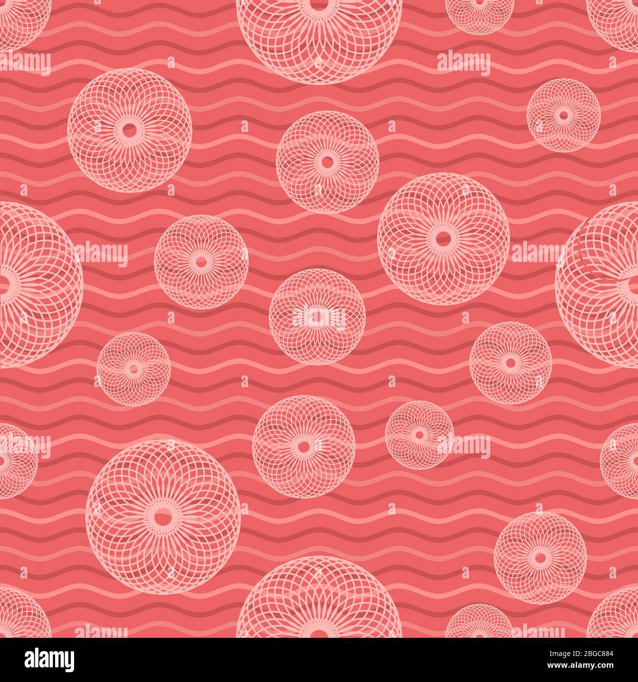 Cercles entrelacés et vagues dispersés motif géométrique Illustration de Vecteur