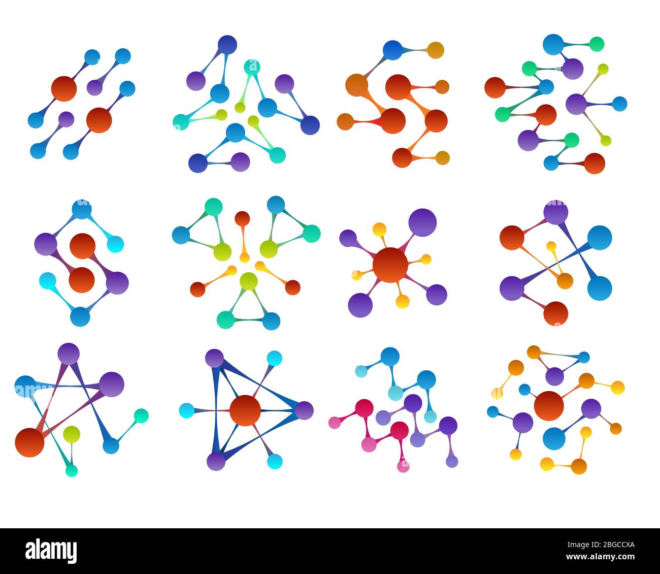 Les molécules de biologie colorées structurent les formes Illustration de Vecteur