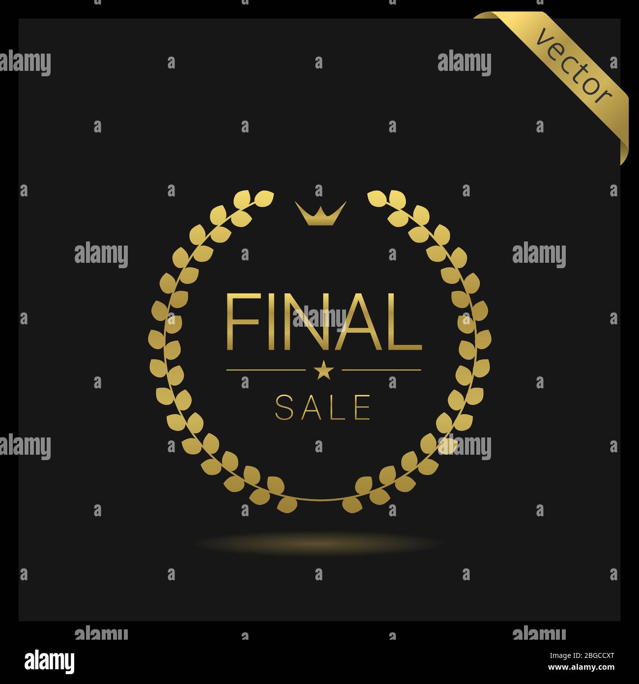 Vente finale icône couronne dorée Illustration de Vecteur