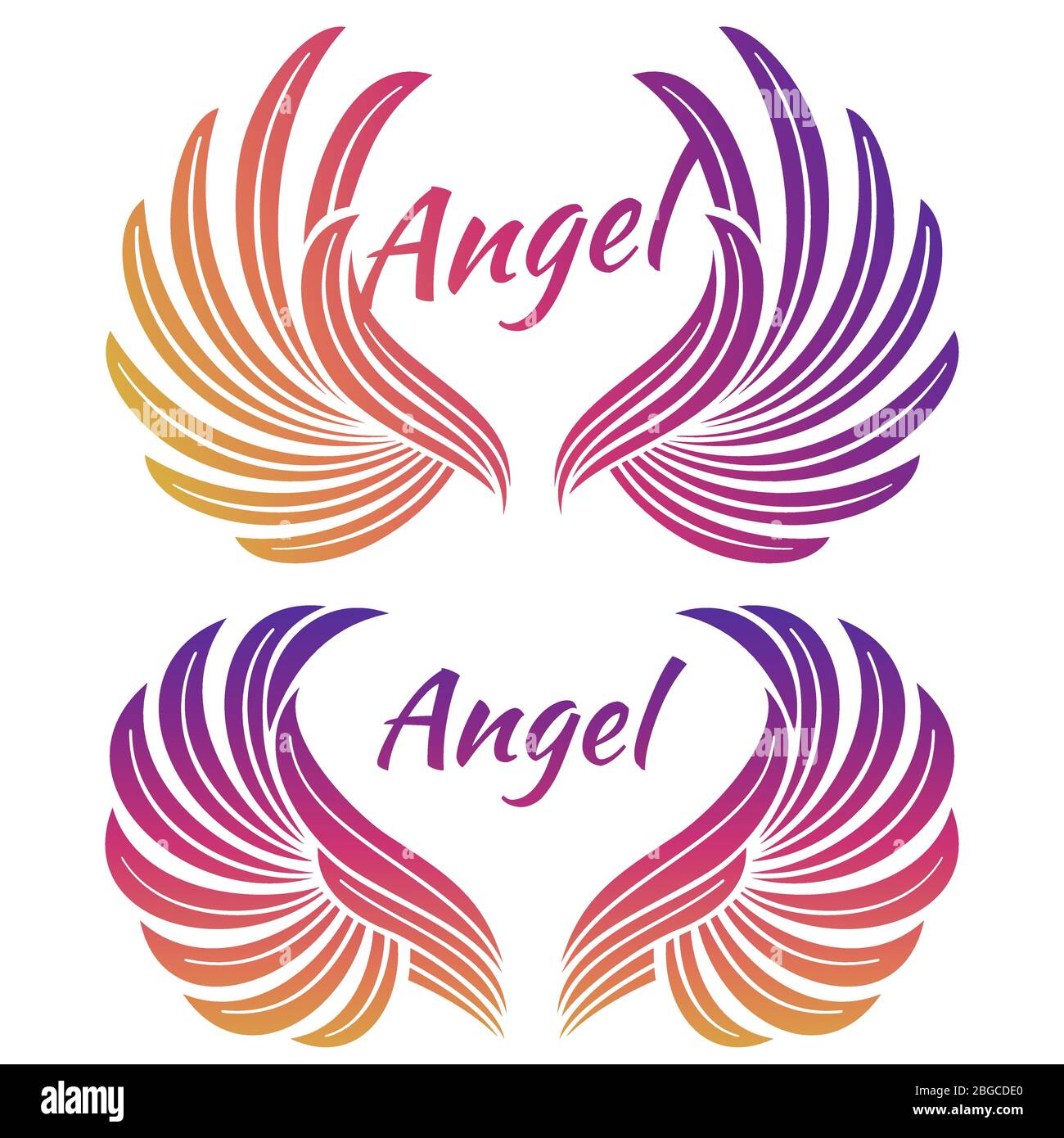 Emblème des ailes d'ange brillant isolé sur fond blanc. Illustration vectorielle Illustration de Vecteur