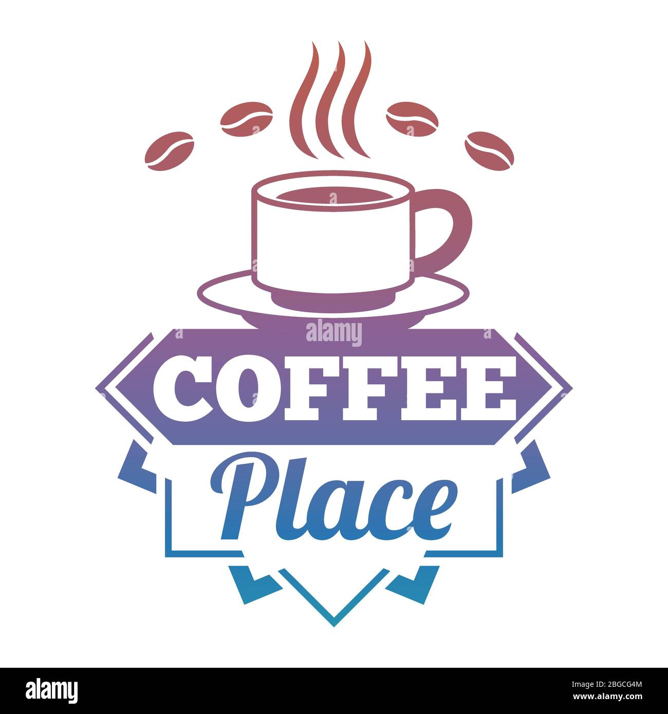 Café vectoriel brillant, café, étiquette de marché isolée sur fond blanc. Illustration vectorielle Illustration de Vecteur
