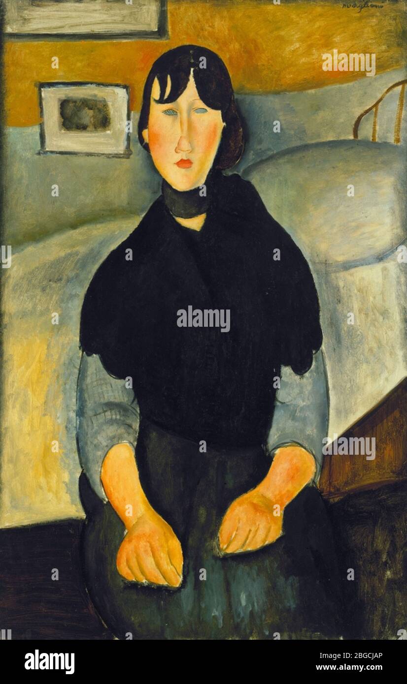 Portrait d'art de Modigliani vintage par le célèbre peintre italien Banque D'Images