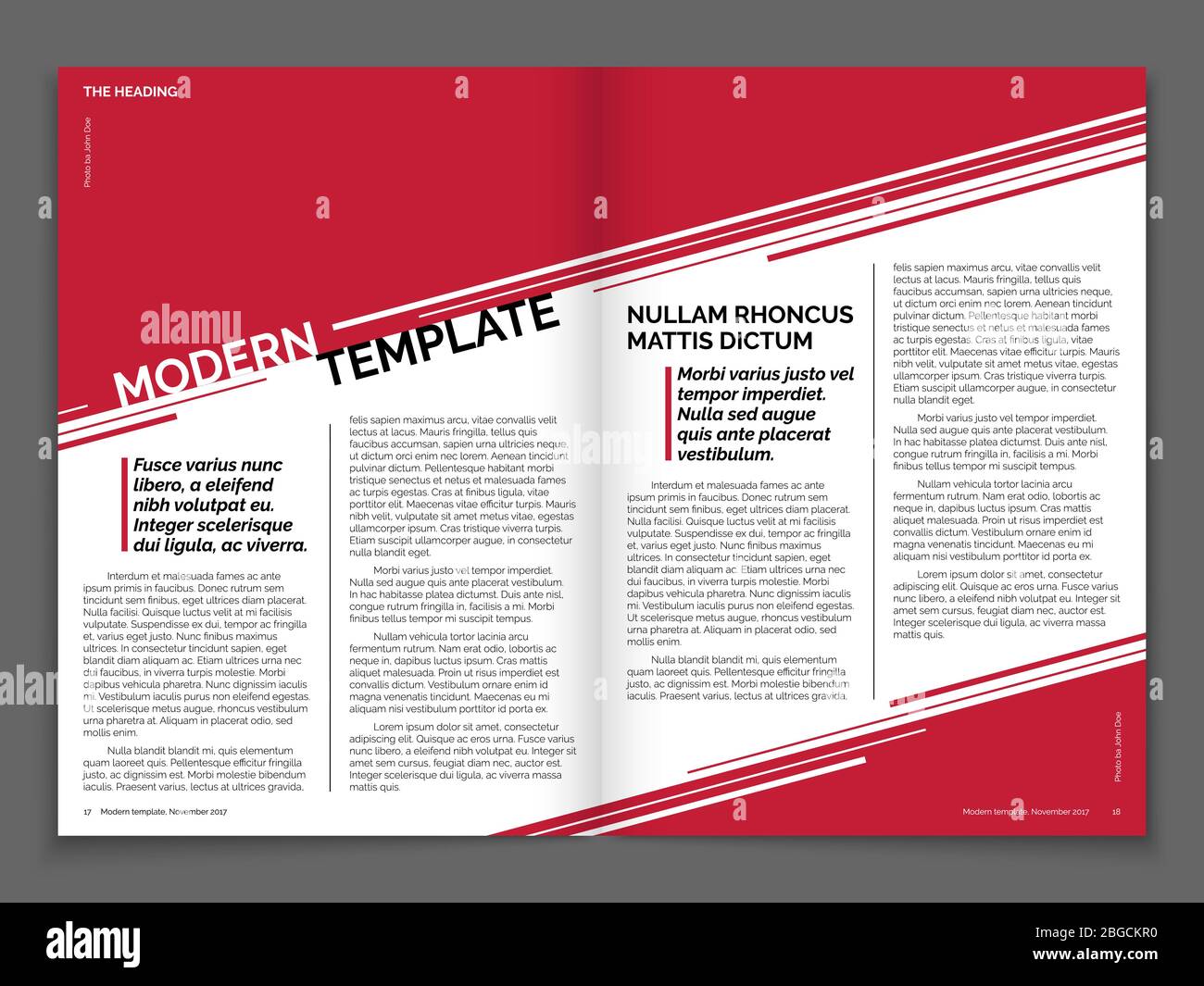 Modèle vectoriel de magazine ou de brochure commerciale moderne. Impression de page de magazine, bannière modifiable sur papier avec illustration de titre Illustration de Vecteur