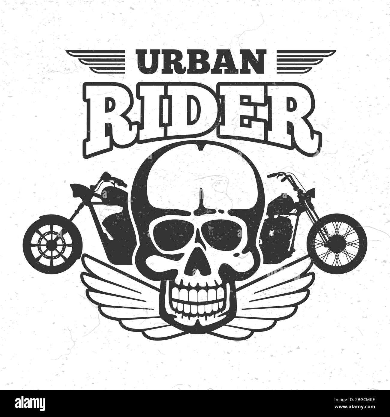 Moto club vintage embem avec moto et crâne. Illustration vectorielle Illustration de Vecteur