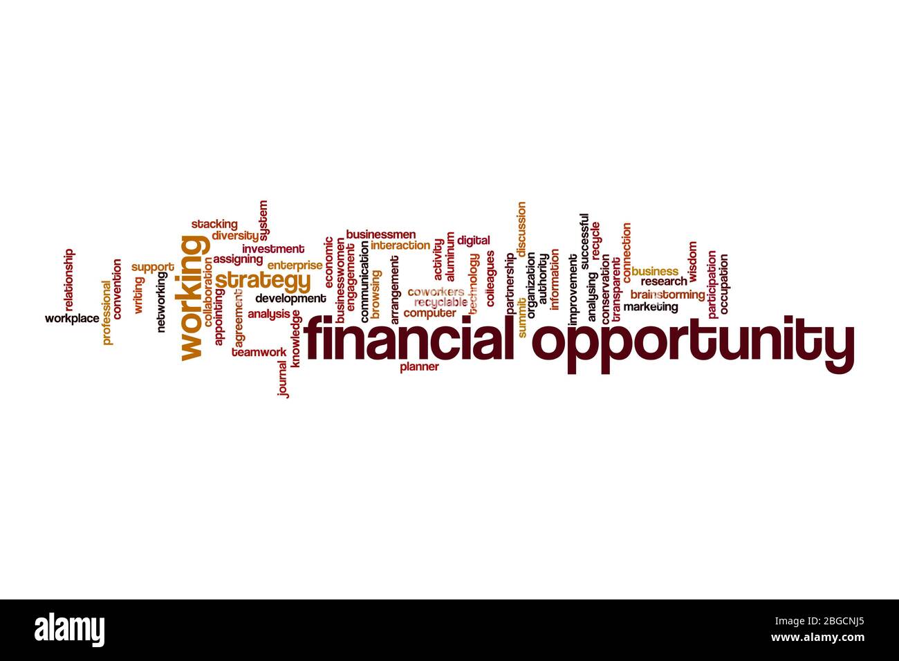 Concept de cloud de mot d'opportunité financière sur fond blanc Banque D'Images