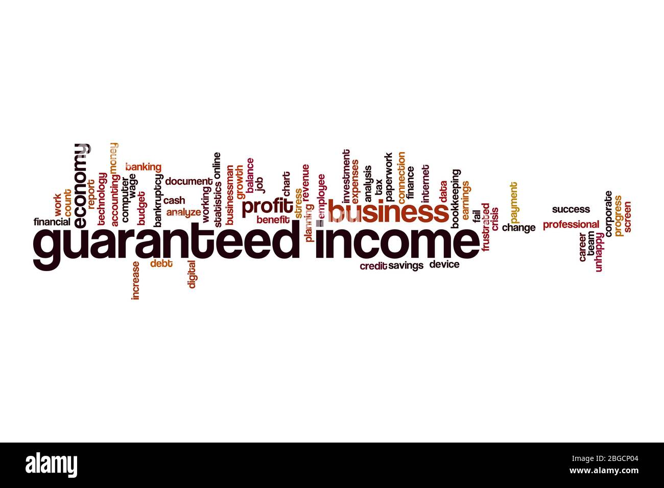 Concept de nuage de mots à revenu garanti sur fond blanc Banque D'Images