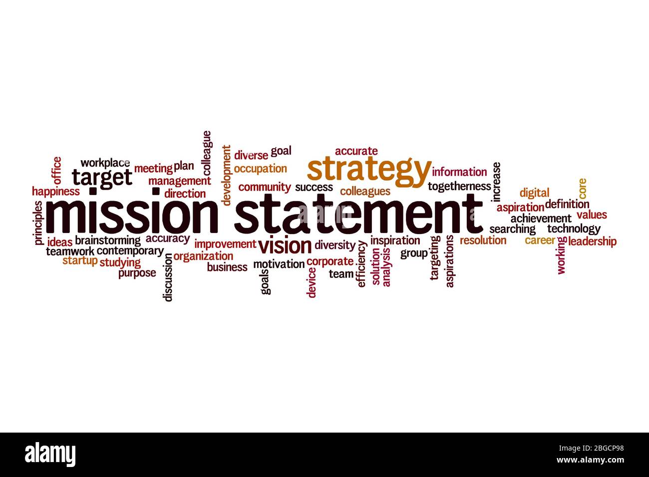 Énoncé de mission mot concept de cloud sur fond blanc Banque D'Images