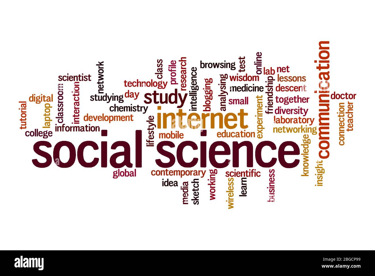Concept de nuage de mots en sciences sociales sur fond blanc Banque D'Images