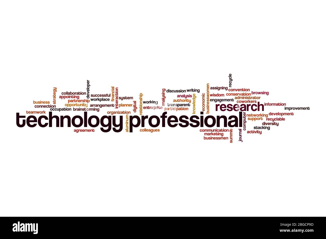 Concept de cloud de mot professionnel technologique sur fond blanc Banque D'Images