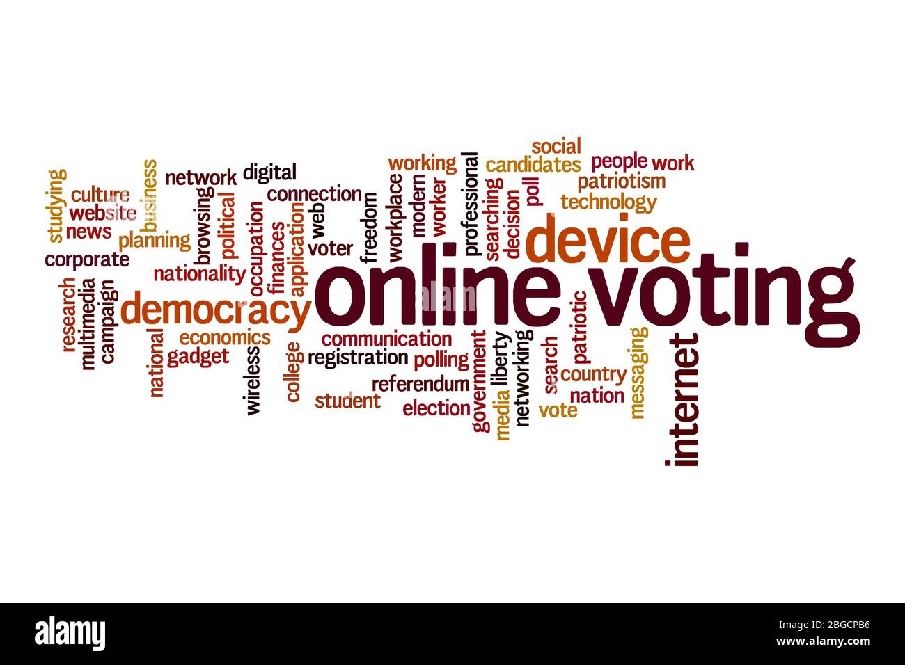 Concept de cloud de mot de vote en ligne sur fond blanc Banque D'Images