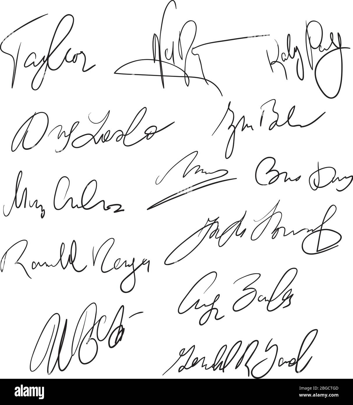 Autographes des signatures manuscrites de stylos pour la livraison et le stock vectoriel de documents commerciaux. Autograph – croquis manuscrit pour les affaires Illustration de Vecteur