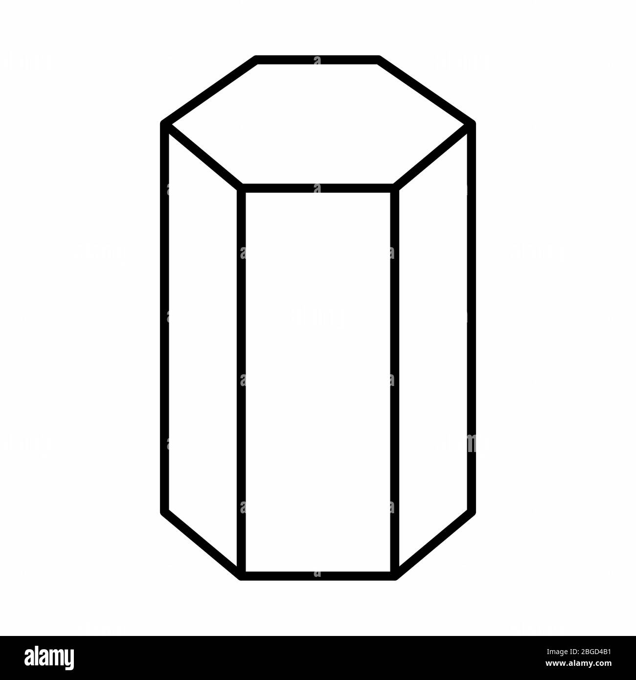 Illustration de l'icône du prisme hexagonal linéaire sur fond blanc Illustration de Vecteur