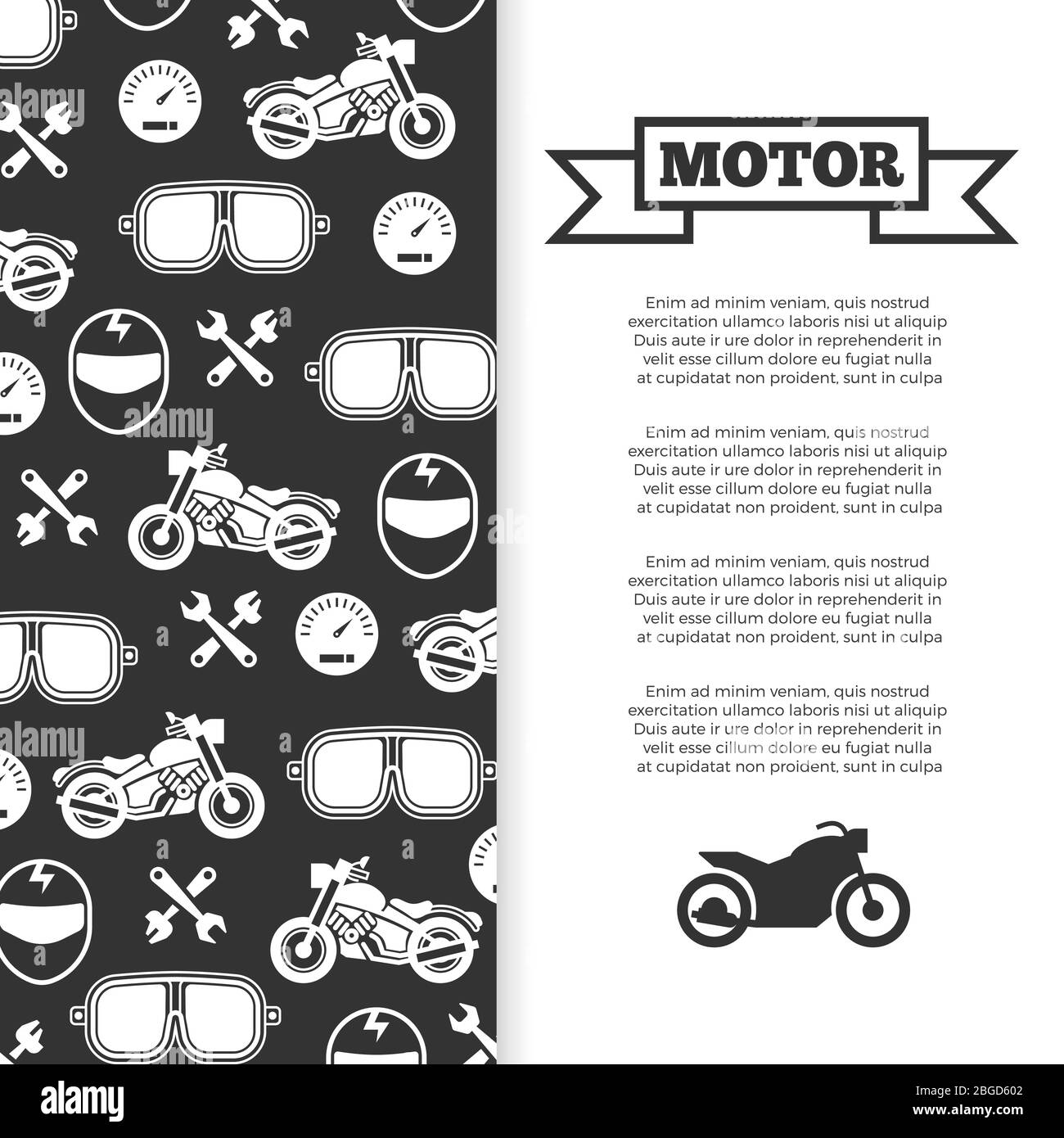 Bannière de moto de moto de moto de moto et motif d'arrière-plan d'affiche. Illustration vectorielle Illustration de Vecteur