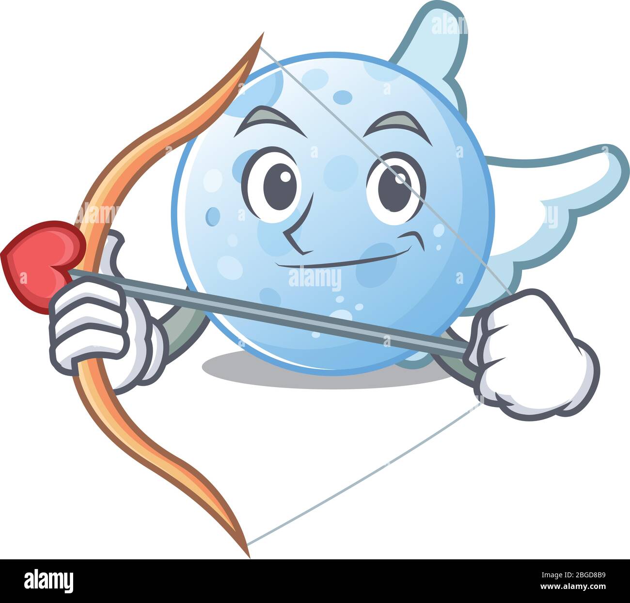 Lune bleue dans le personnage de dessin animé cupide avec flèche et ailes Illustration de Vecteur