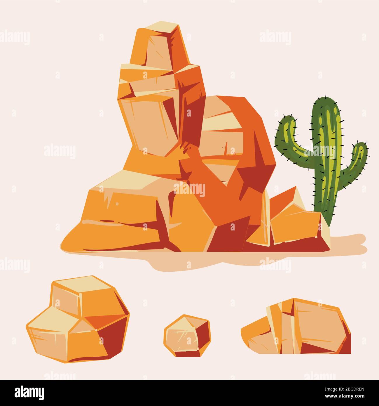 Ensemble de roches du désert. Style plat isométrique en relief. Jeu de différents blocs Illustration de Vecteur