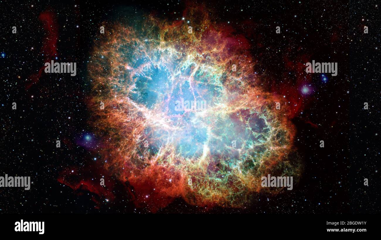 La nébuleuse de crabe est un vestige de supernova dans la constellation du Taureau. Éléments de cette image fournie par la NASA Banque D'Images