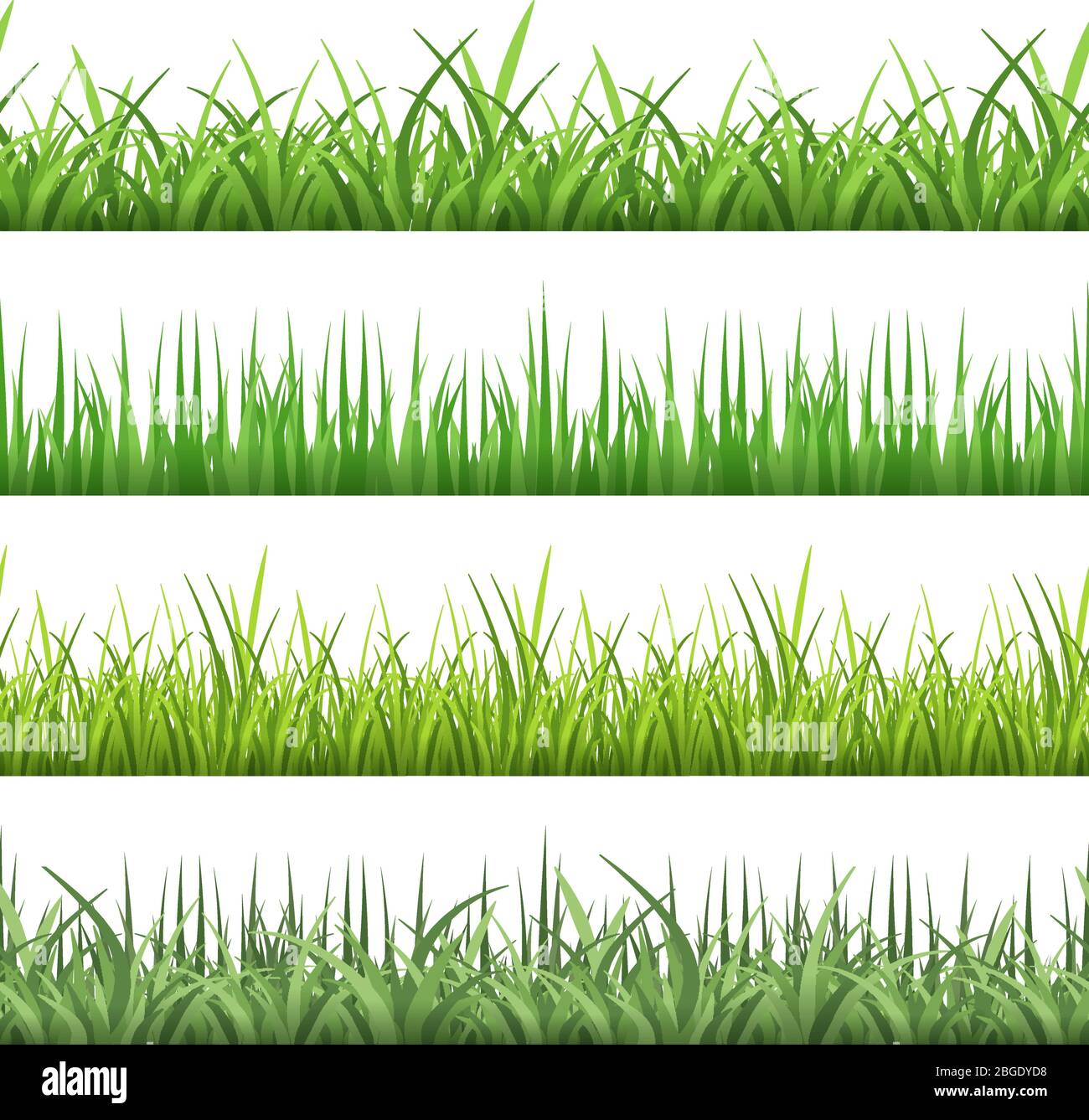 Herbe de champ verte. Ensemble de motifs vectoriels horizontaux transparents Illustration de Vecteur