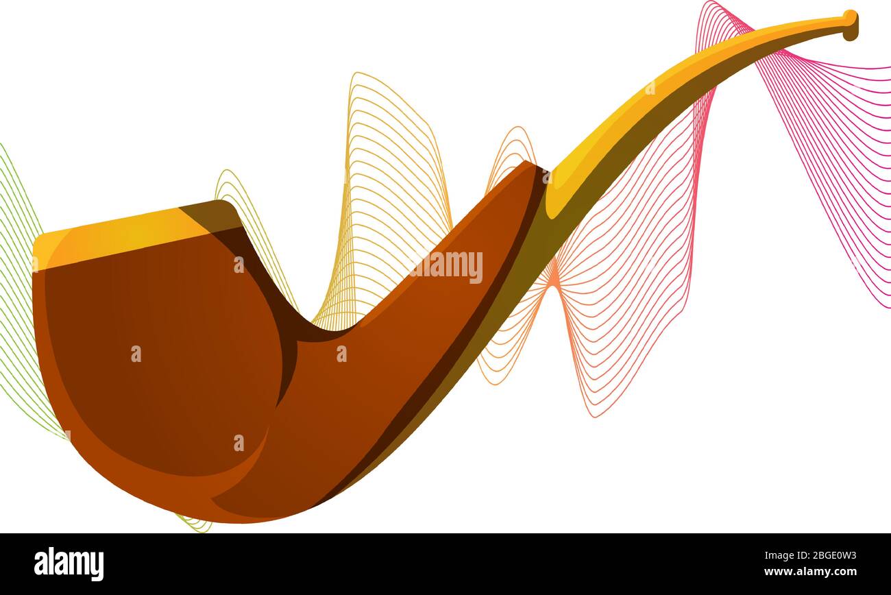 pipe de tabac en bois sur fond de vague abstraite Illustration de Vecteur