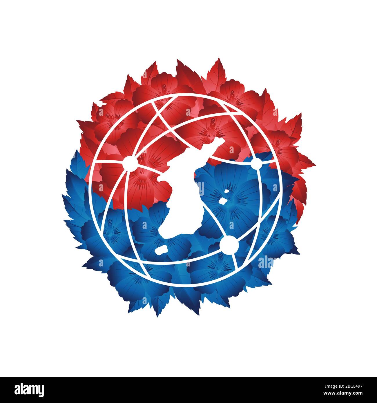 Motif carte de la Corée et emblème du drapeau coréen Illustration de Vecteur