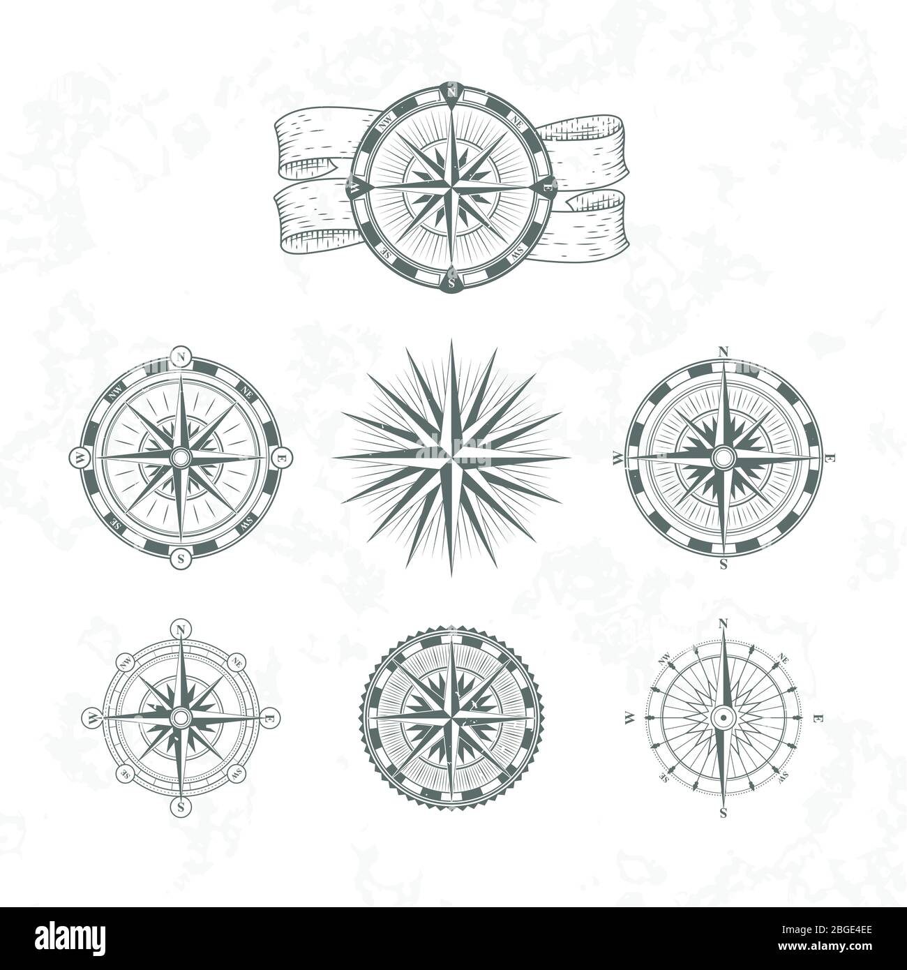 Boussole nautique. Vent marin rose pour cartes. Illustrations vectorielles de style vintage Illustration de Vecteur