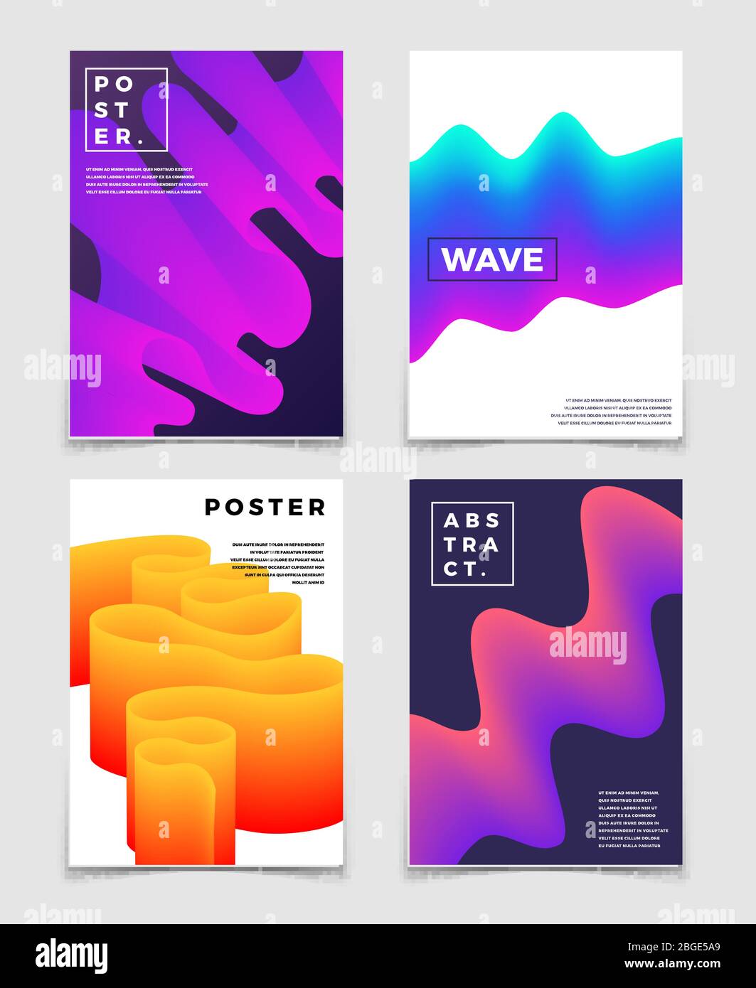 Formes dynamiques fluides de couleur. Arrière-plans abstraits vectoriels cool définis. Livret et page de catalogue, avec illustration de gradient dynamique fluide Illustration de Vecteur
