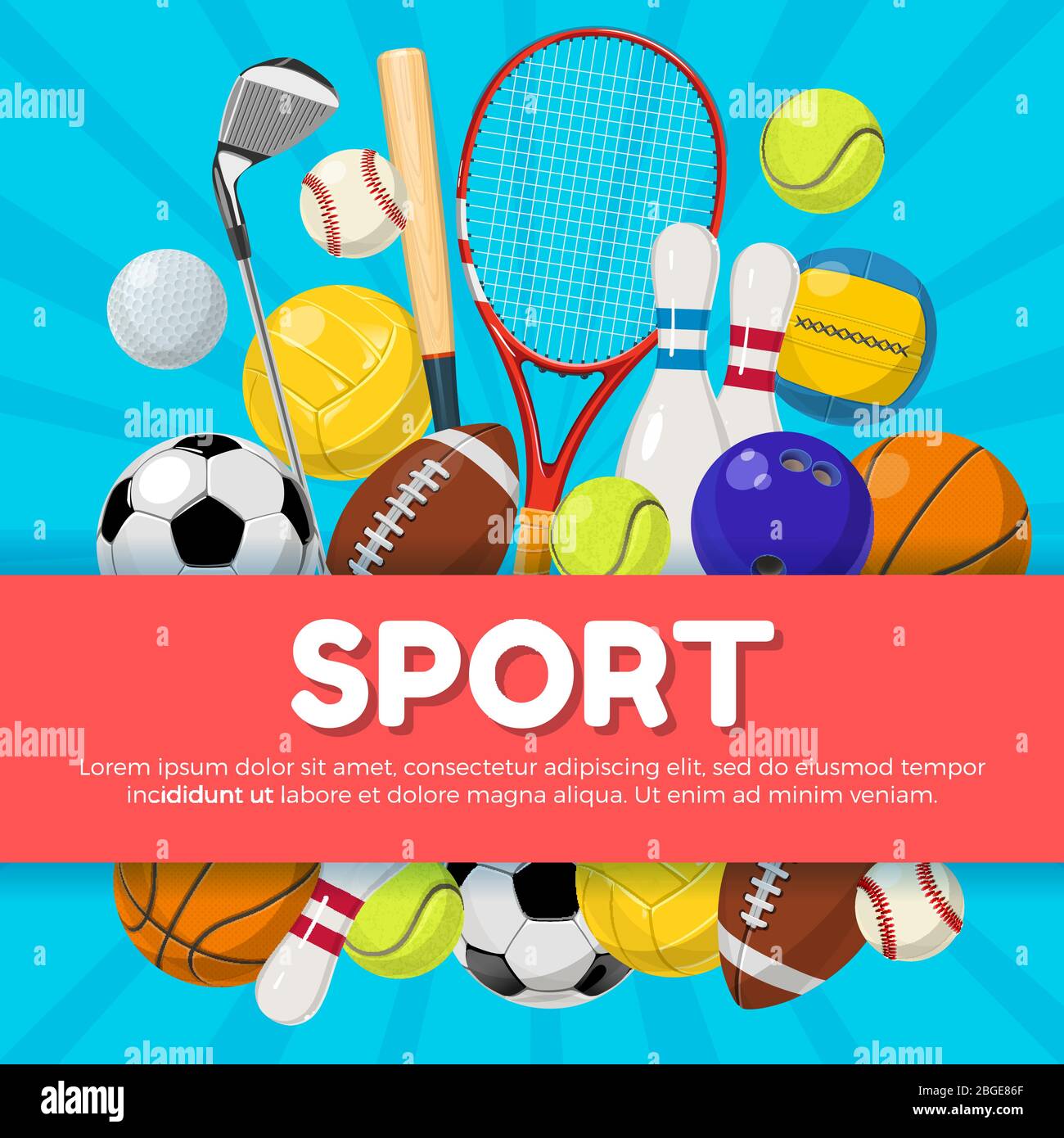 Affiche sport conception de différents équipements sur fond et lieu pour  votre texte. Illustrations vectorielles Image Vectorielle Stock - Alamy