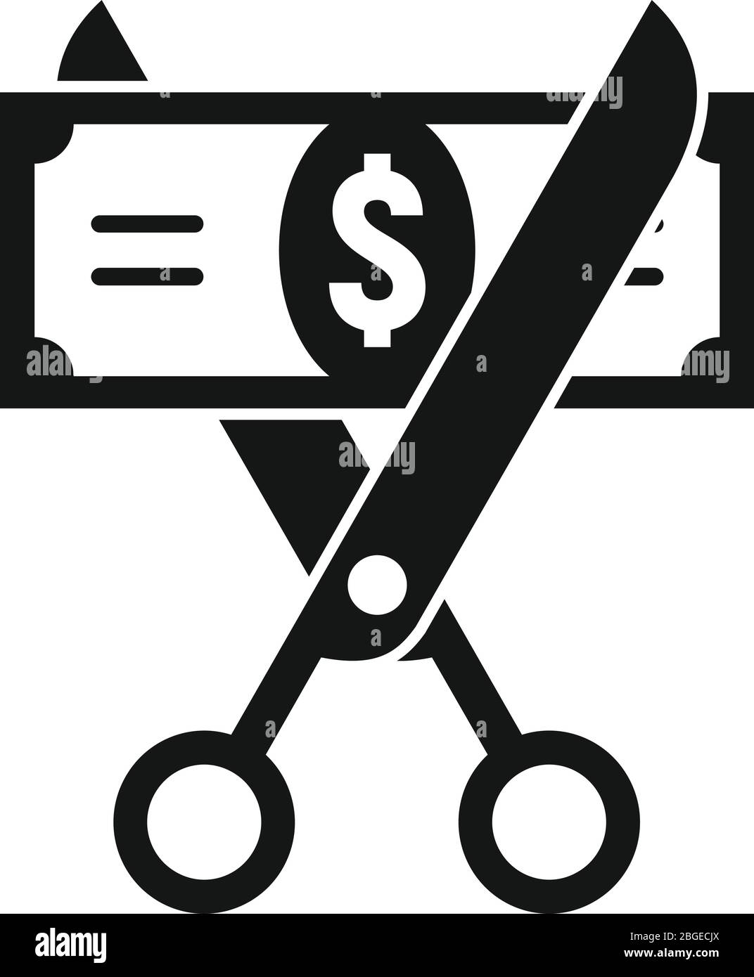 Icône réduire argent comptant. Illustration simple de l'icône de vecteur de trésorerie de couper argent pour la conception de Web isolée sur fond blanc Illustration de Vecteur