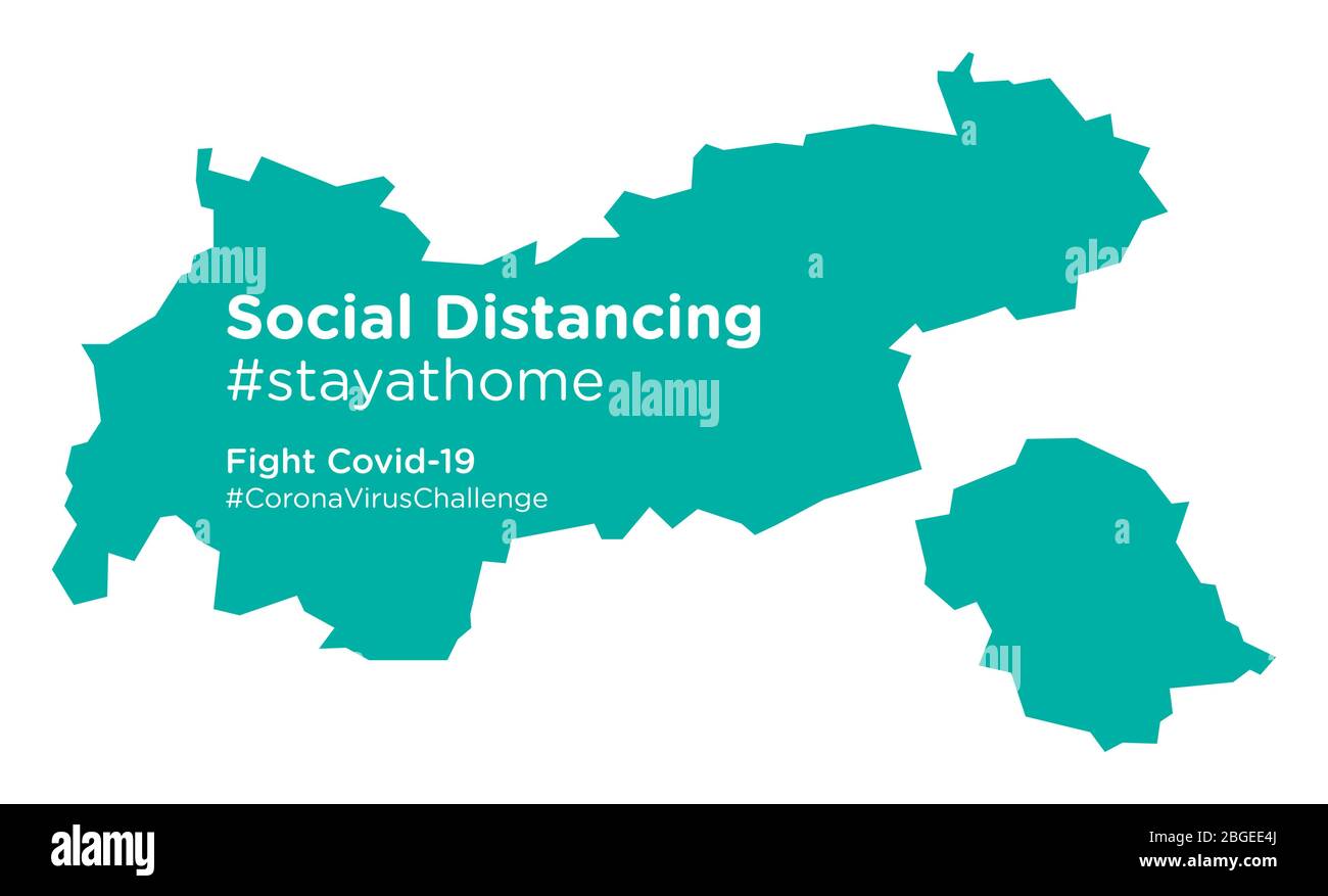 Carte du Tyrol avec étiquette de stayathome de distancement social Illustration de Vecteur
