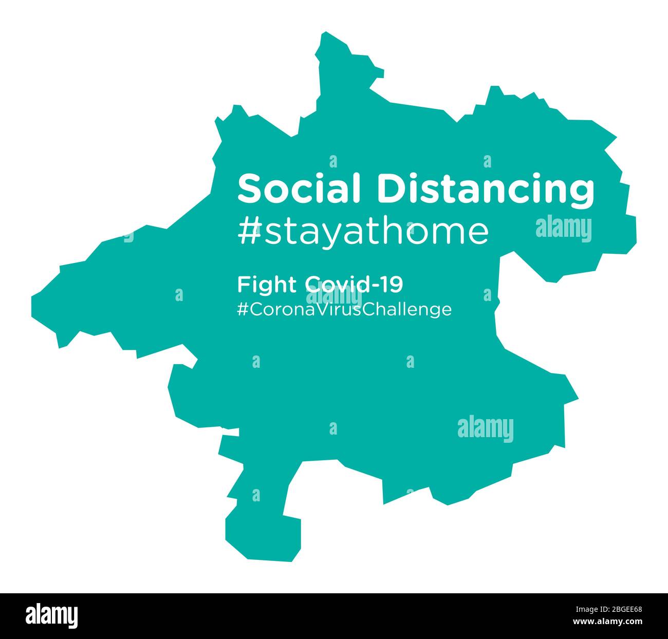 Carte de la Haute-Autriche avec étiquette de stayathome de distancing social Illustration de Vecteur
