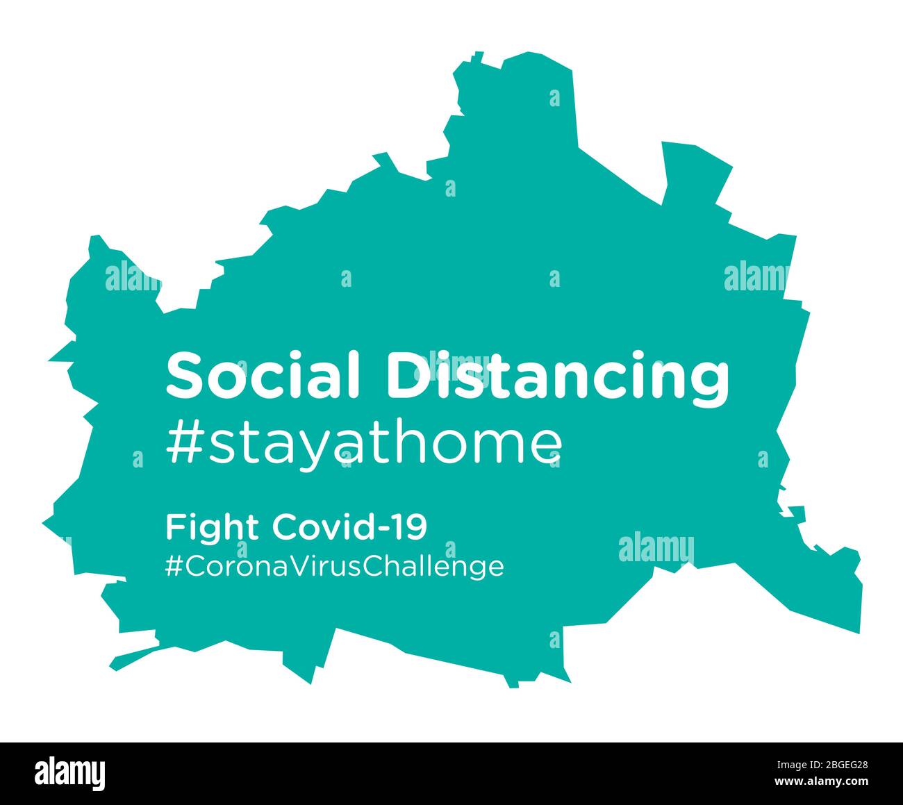 Vienna map avec social Distancing stayathome tag Illustration de Vecteur