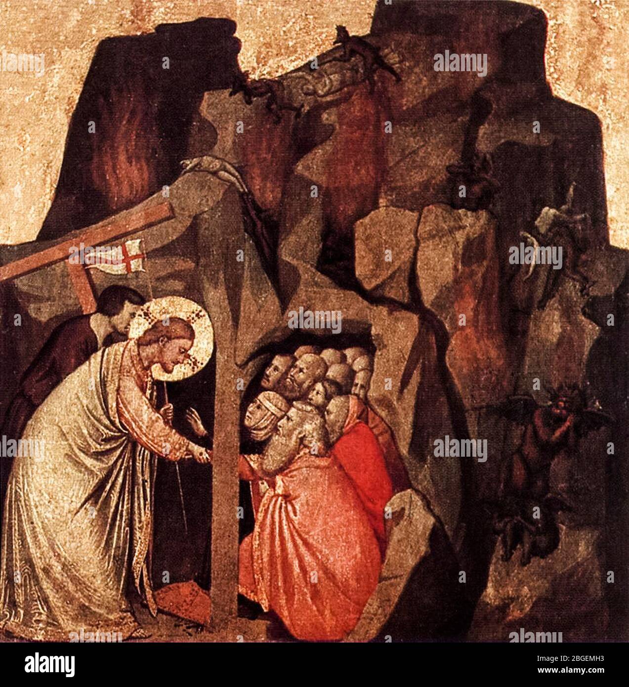 Christ à Limbo, (descente en Limbo), peinture de Giotto di Bondone, 1320-1325 Banque D'Images
