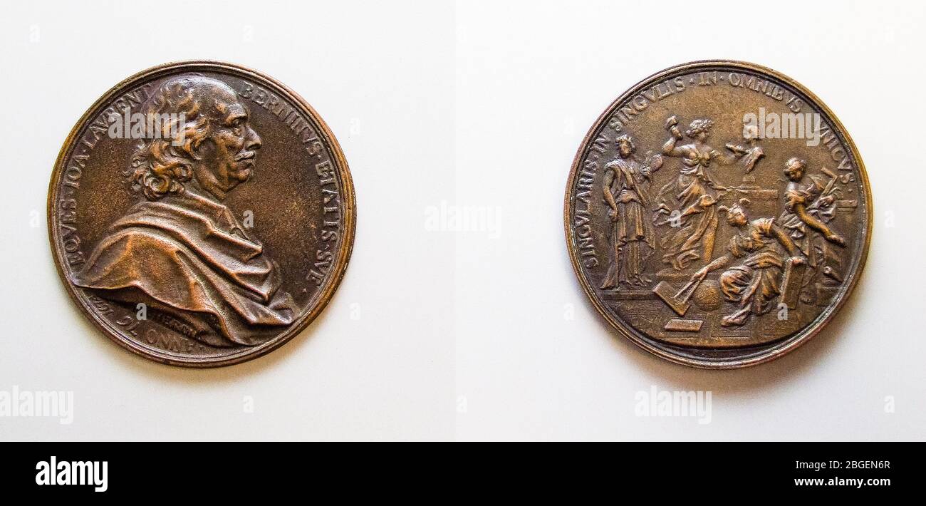 GIAN Lorenzo Bernini, Médaille de bronze : Portrait de von Cheron, vers 1674 Banque D'Images