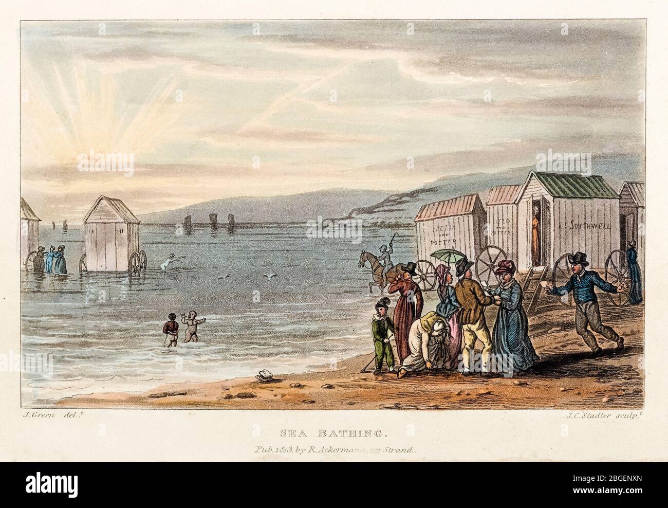 Thomas Rowlandson, baignade en mer, impression, 1813 Banque D'Images