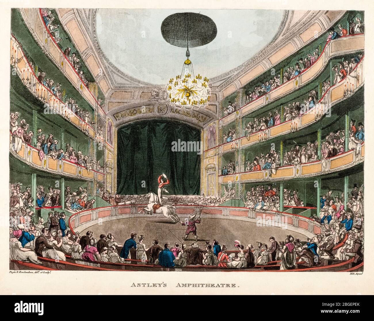 Thomas Rowlandson et Augustus Charles Pugin, amphithéâtre d'Astley, gravure, 1808-1810 Banque D'Images