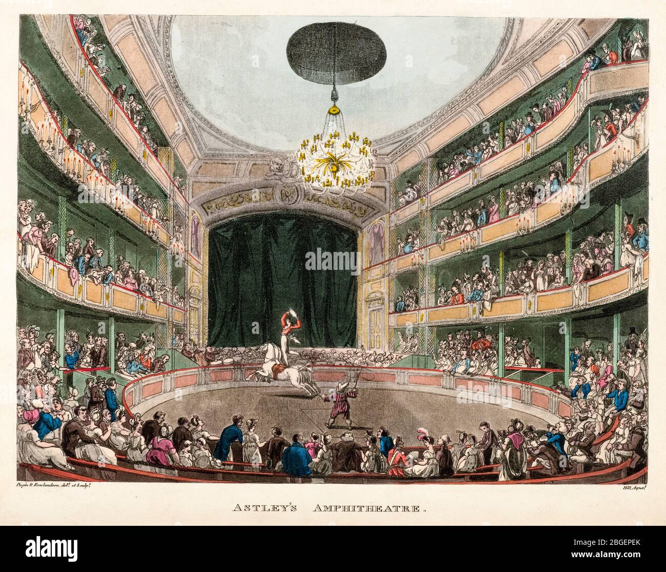 Thomas Rowlandson et Augustus Charles Pugin, amphithéâtre d'Astley, gravure, 1808-1810 Banque D'Images Thomas Rowlandson et Augustus Charles Pugin, amphithéâtre d'Astley, gravure, 1808-1810 Banque D'Images