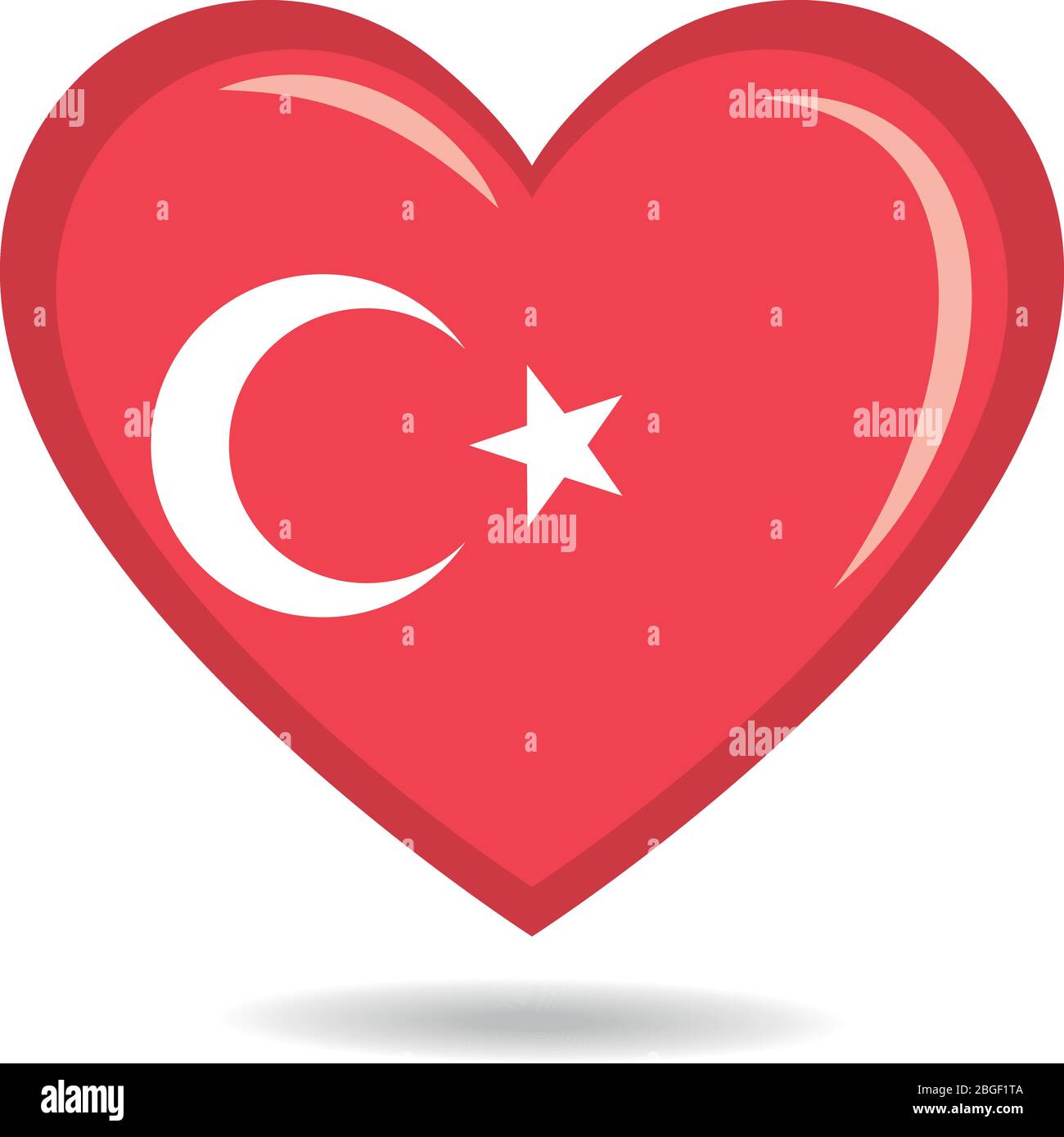 Drapeau national de la Turquie dans l'illustration vectorielle de forme cardiaque Illustration de Vecteur