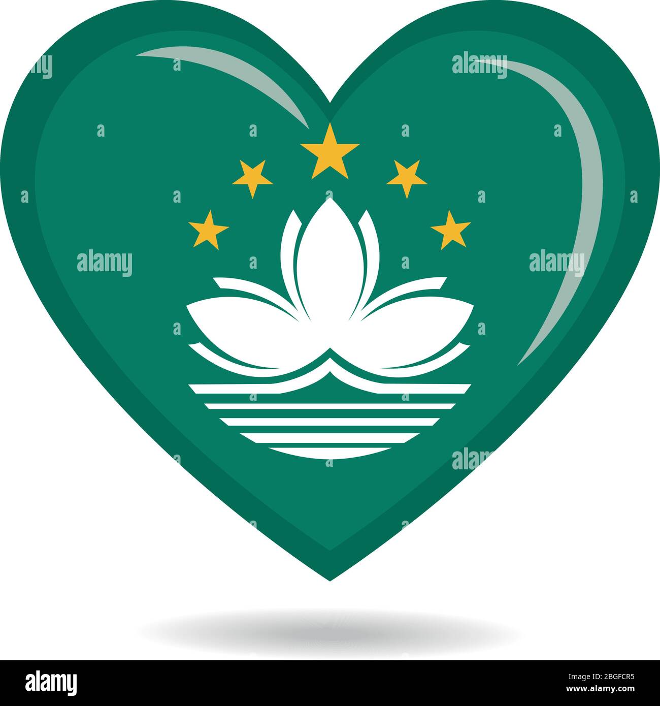 Drapeau national de Macao dans l'illustration vectorielle de forme cardiaque Illustration de Vecteur