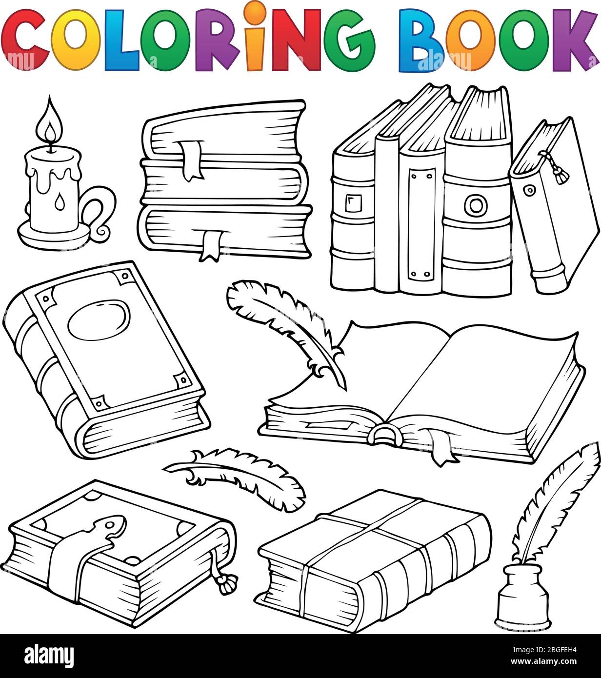 Livre de coloriage vieux livres thème ensemble 1 - eps10 illustration vectorielle. Illustration de Vecteur