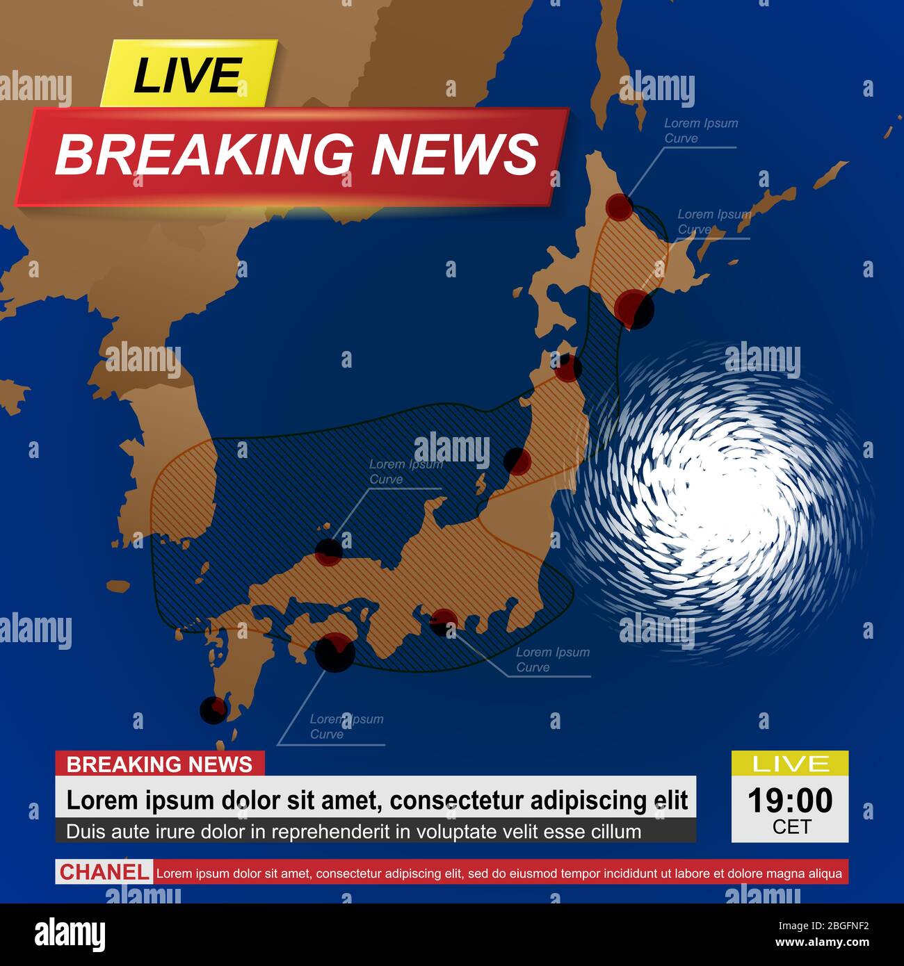 Japon tempête nouvelles contexte Illustration de Vecteur