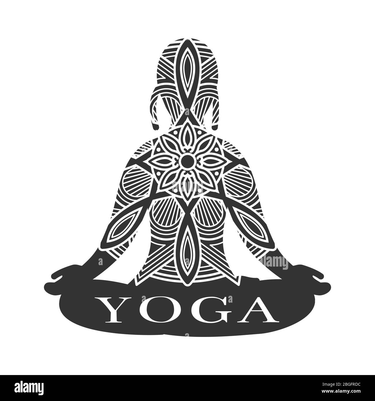 Silhouette féminine de méditation avec effet dentelle. Illustration vectorielle du logo du studio de yoga Illustration de Vecteur Silhouette féminine de méditation avec effet dentelle. Illustration vectorielle du logo du studio de yoga Illustration de Vecteur