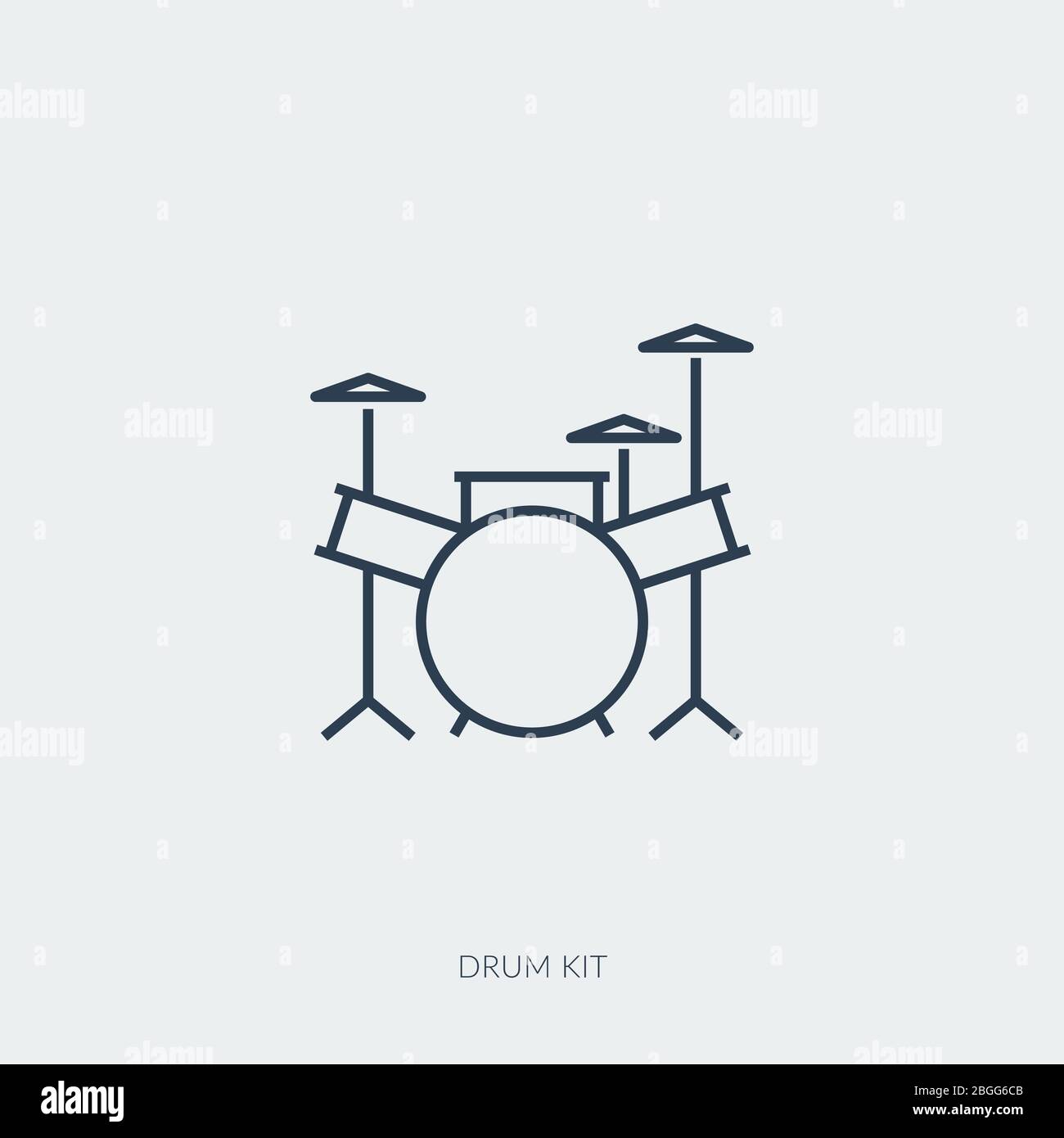 Icône de contour vectoriel de musique - kit de batterie Illustration de Vecteur