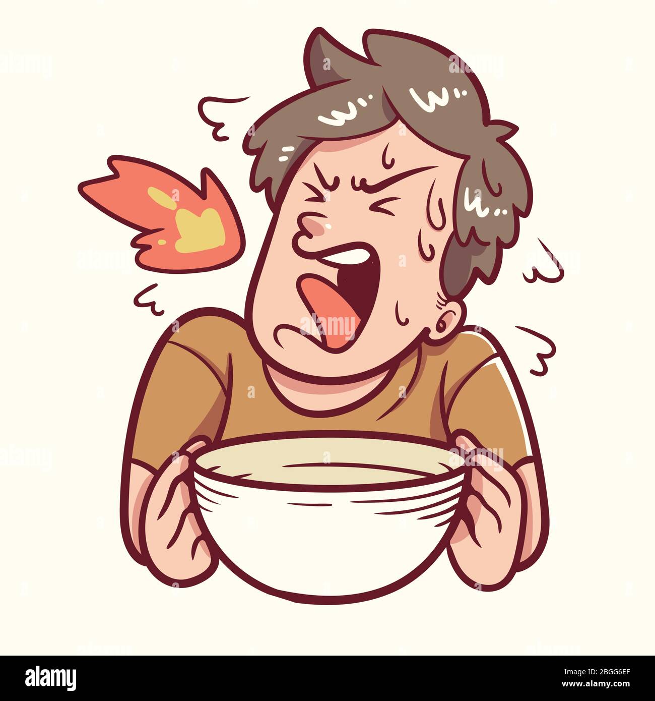 l'homme mange de la nourriture épicée dans un bol Illustration de Vecteur