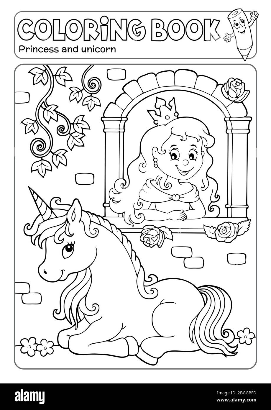 Livre de coloriage princesse poney Banque de photographies et d’images