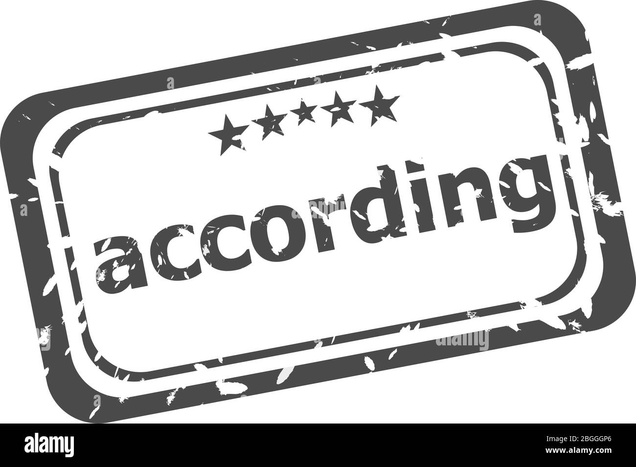 Timbres en caoutchouc avec selon mot isolated on white Banque D'Images